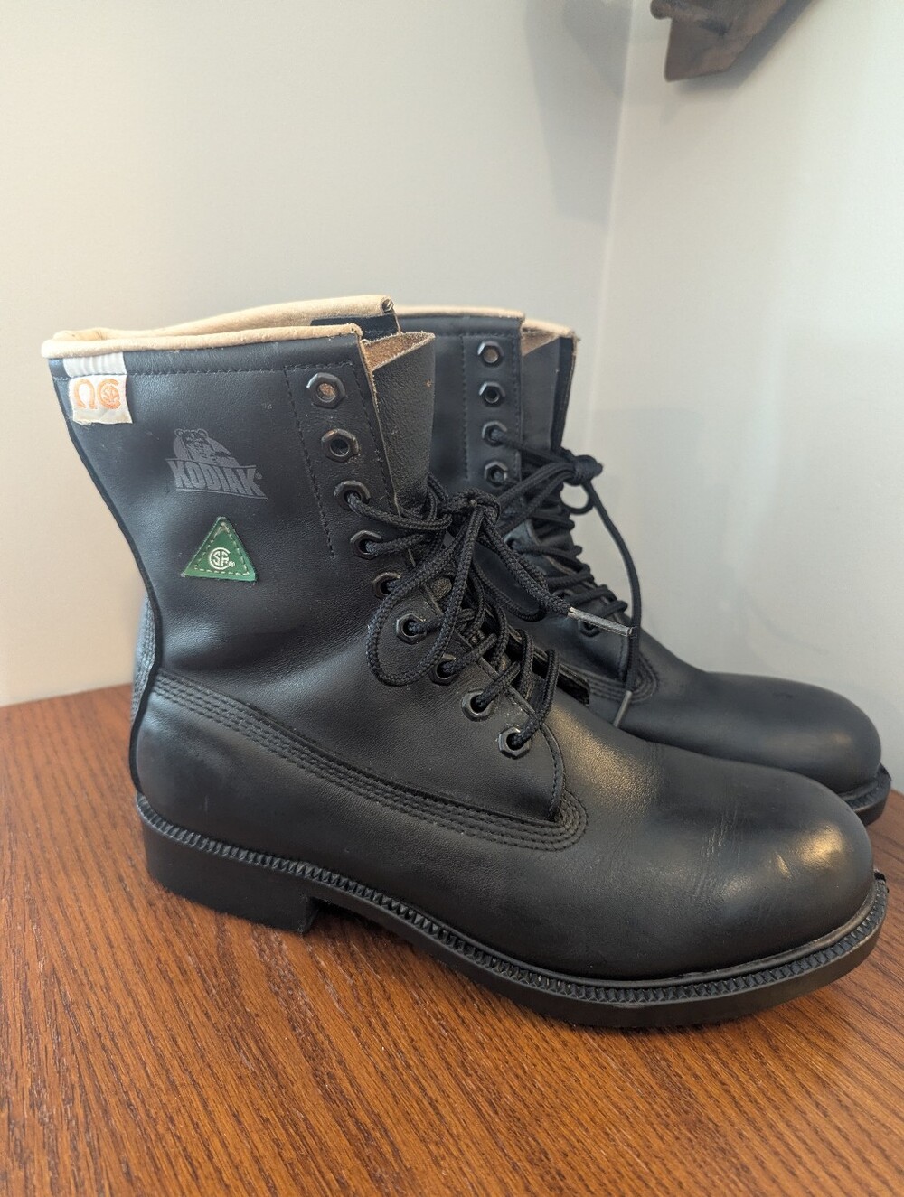 Vintage Greb KODIAK Black Leather Work Boots Steel Toe Made in Canada Men 7.5 W9